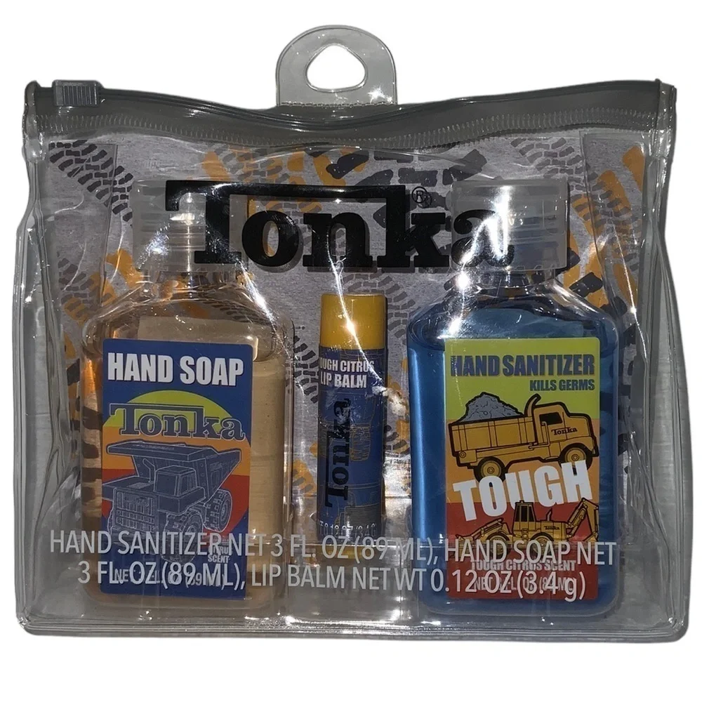 Tonka Kids Gift Set Hygiene Travel Kit Reusable Case Carry Bag Citrus Scented